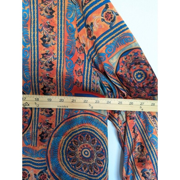 Presence Tunic Blouse Womens Plus Size 2X-3X Multicolor Geometric Satin Silky - Picture 9 of 10